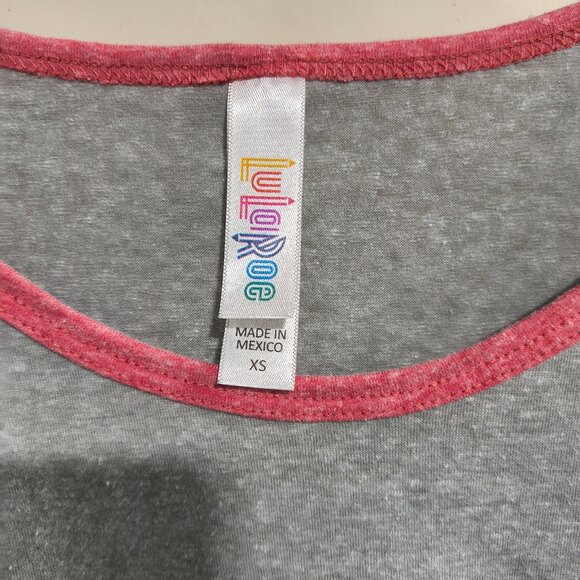 LuLaRoe Classic Tee XS Gray Pink Ringer Tunic Top - Picture 2 of 5